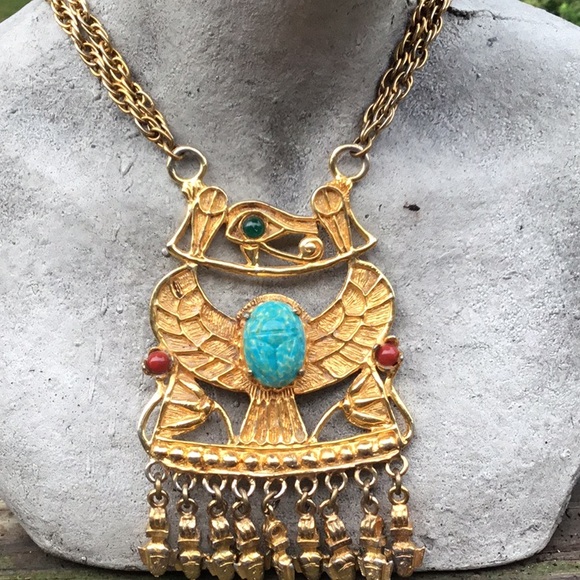 COPY - Vintage Eye of Horus large necklace goldtone - Picture 4 of 11